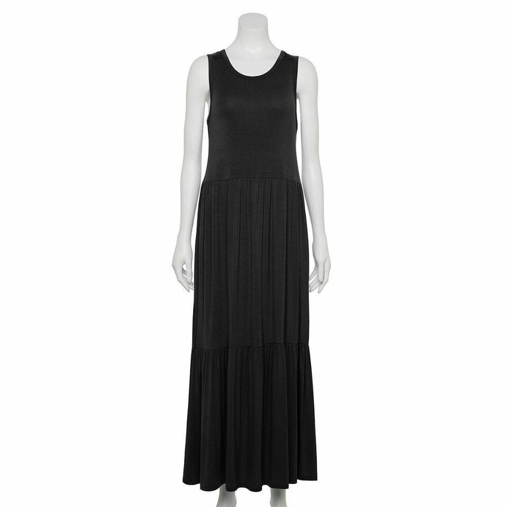 Black Tank Tiered Maxi Dress New Large‎
